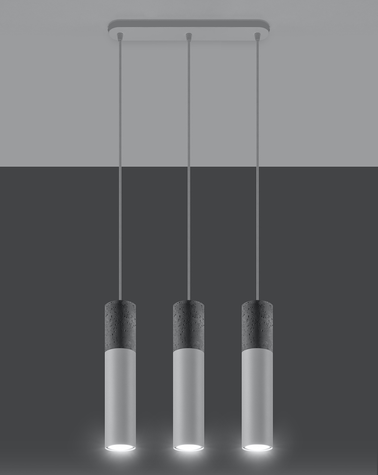 Lampă suspendată BORGIO 3 alb + 3x bec LED GU-10 4000K rece 7W 630lm