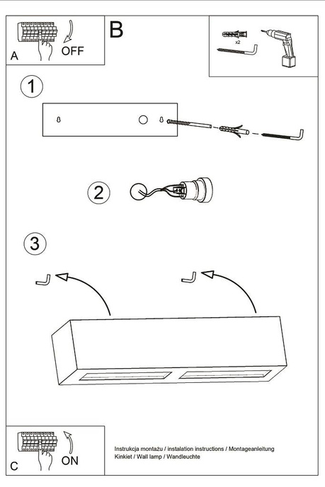 Aplică ceramică VEGA negru + 1x bec LED E27 3000K cald 7.5W 620lm