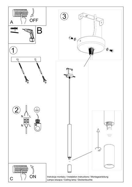 WEZYR 1 lampă suspendată neagră + 1x bec LED G9 4000K Cold 4,5W 530lm