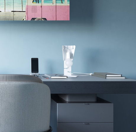 Lampă de birou ARBY alb + 1x bec LED E27 3000K cald 7.5W 620lm