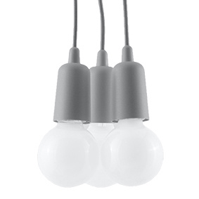 DIEGO 3 lampă suspendată gri + 3x bec LED E27 4000K rece 7,5W 650lm