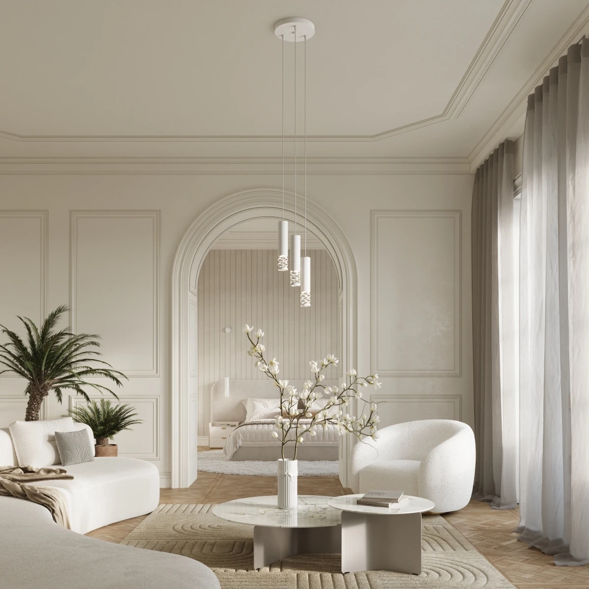 Lampă suspendată LIRO 3L alb