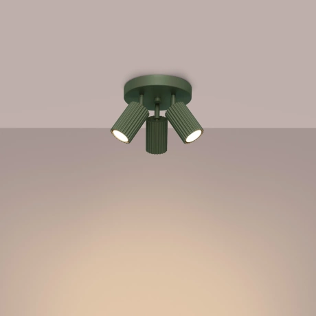 Plafonieră KARBON 3P verde măsliniu