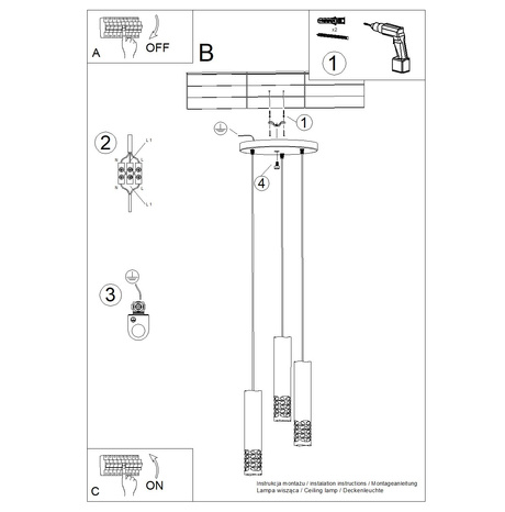 Lampă suspendată LIRO 3P alb