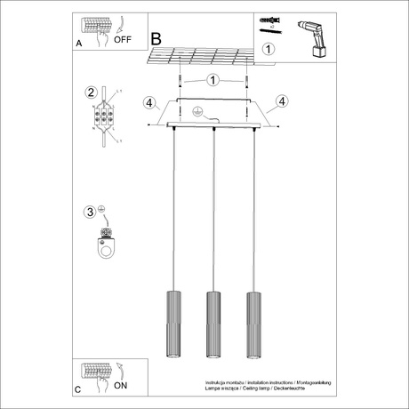 Lampă suspendată KARBON 3L taupe