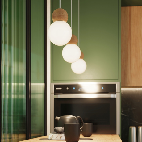 PEKKA 1 lampă suspendată alb/lemn natural + 1x bec LED G9 4000K Cold 4,5W 460lm