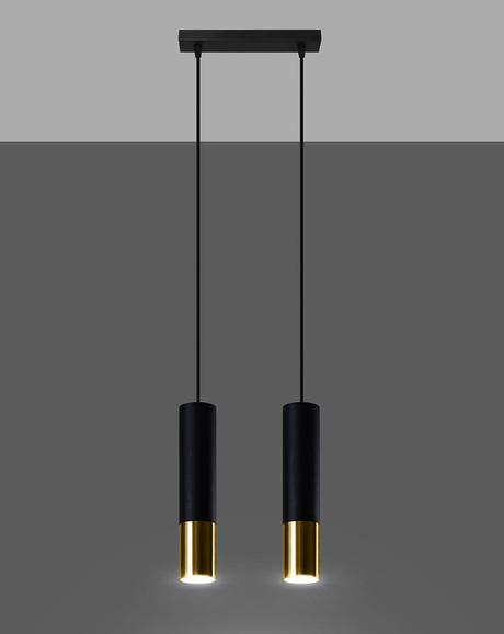 LOOPEZ 2 negru / aur lampă suspendată + 2x GU-10 4000K rece 7W 630lm bec LED