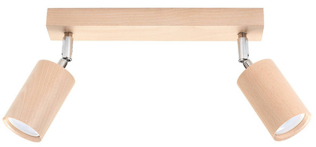 Plafonieră BERG 2 lemn natural + 2x bec LED GU-10 3000K Warm 7W 620lm