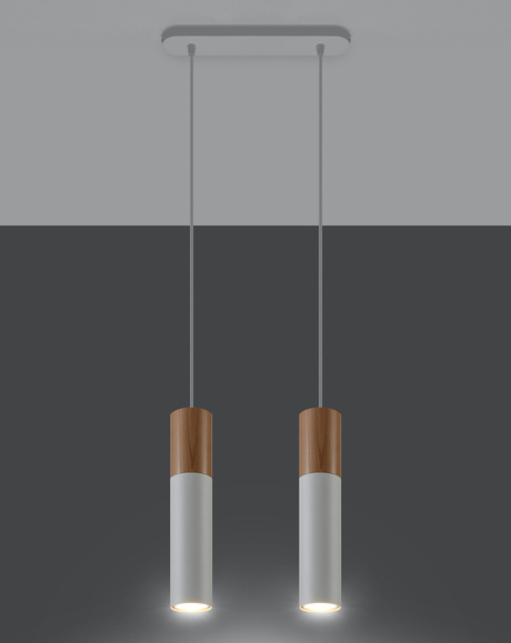 PABLO 2 lampă suspendată albă + 2x bec LED GU-10 4000K rece 7W 630lm