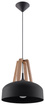 CASCO lampă suspendată negru/lemn natural + 1x bec LED E27 4000K rece 7,5W 650lm