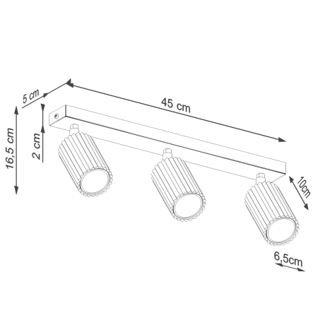 Plafonieră KARBON 3L taupe