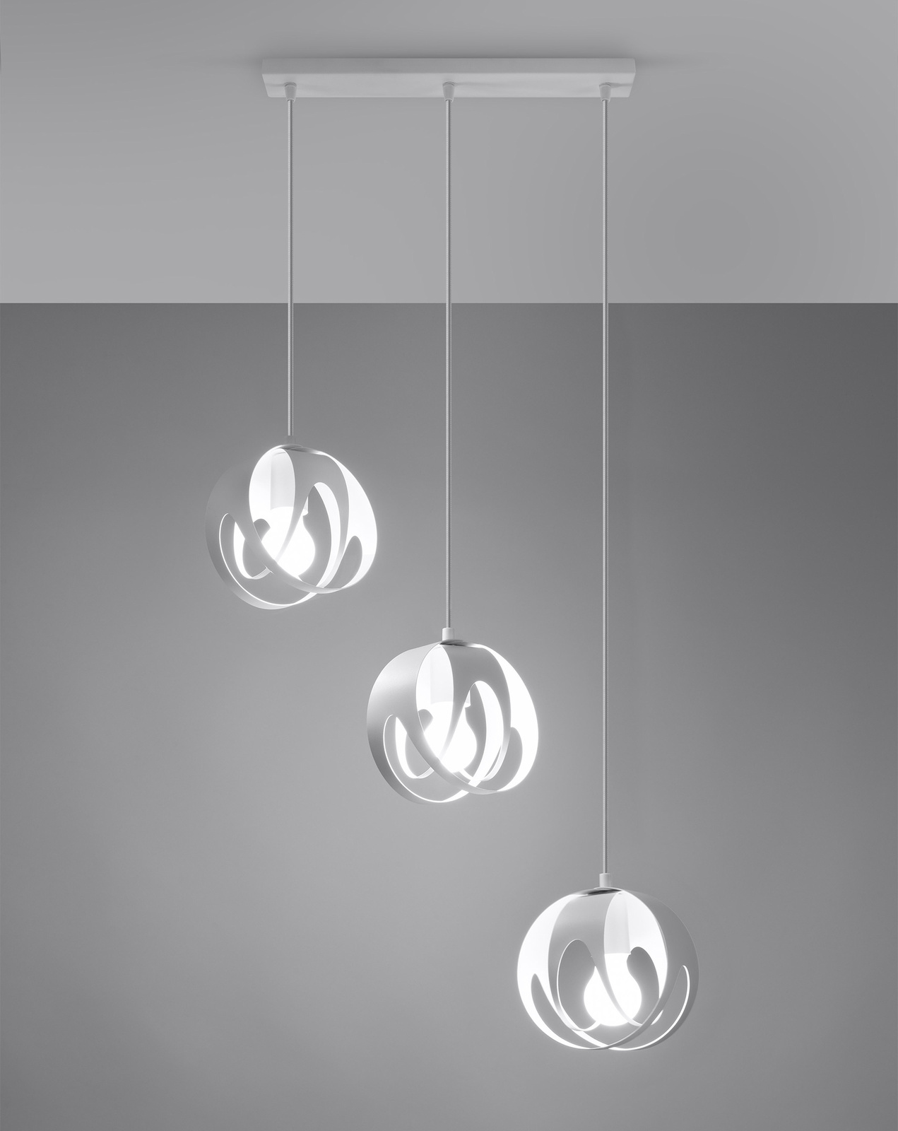 TULOS 3L lampă suspendată albă + 3x bec LED E27 3000K Warm 7.5W 620lm