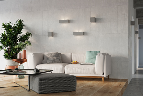 Aplică ceramică LEO gri + 1x bec LED E27 4000K rece 7.5W 650lm