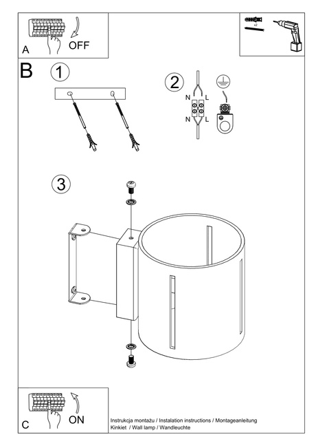 INEZ lampă de perete negru + 1x bec LED G9 4000K rece 4,5W 530lm