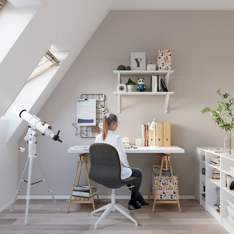 Lampă de birou RING alb + 1x bec LED GU-10 3000K cald 7W 620lm