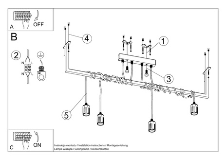 Candelabru SALAMANCA 4 negru + 4x bec LED E27 4000K rece 7.5W 650lm