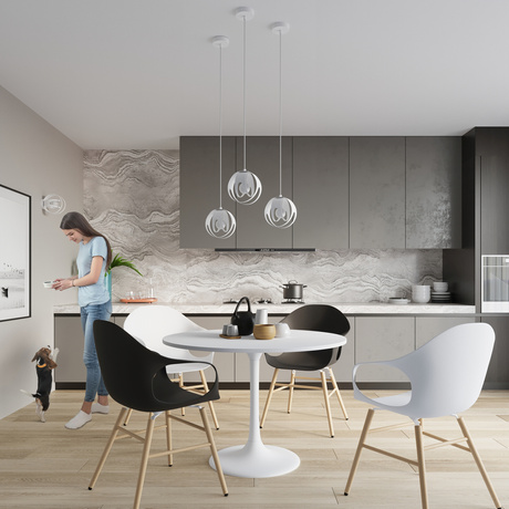 TULOS 3P lampă suspendată alb + 3x bec LED E27 3000K cald 7,5W 620lm