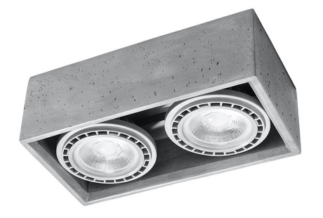 Plafonieră QUATRO 2 beton + 2x bec LED GU10 AR111 3000K cald 12W 800lm
