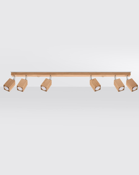 Plafonieră KEKE 6 stejar + 6x bec LED GU-10 3000K Warm 7W 620lm