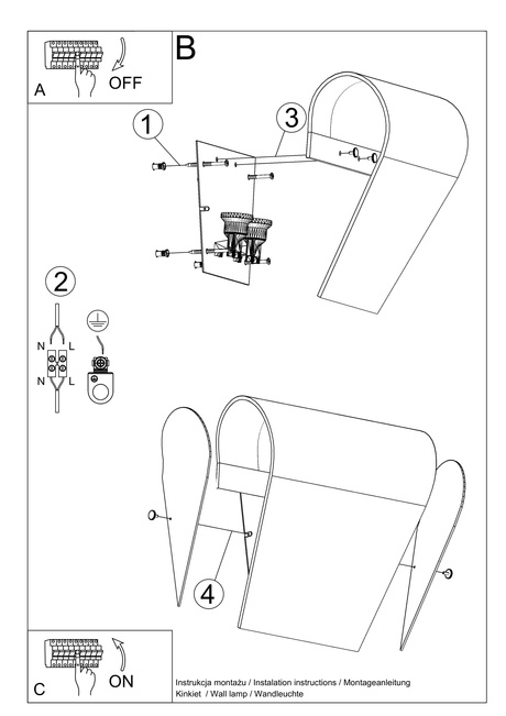 CLINO 2 lampă de perete + 2x bec LED E27 3000K Warm 7.5W 620lm
