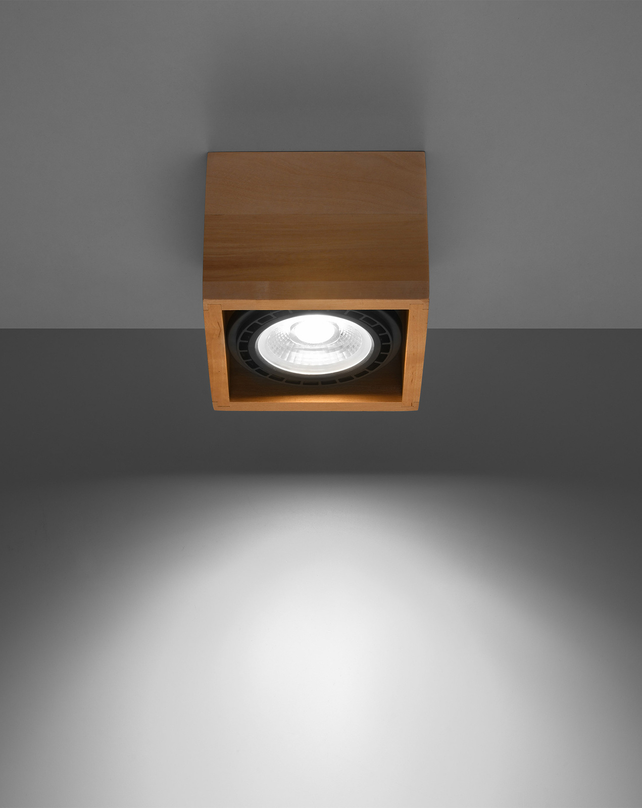 Plafonieră QUATRO 1 lemn natural + 1x bec LED GU10 AR111 3000K Warm 12W 800lm