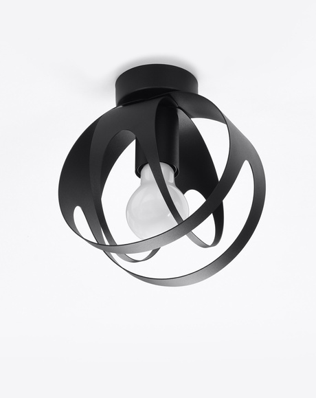 Plafonieră TULOS negru + 1x bec LED E27 4000K rece 7.5W 650lm