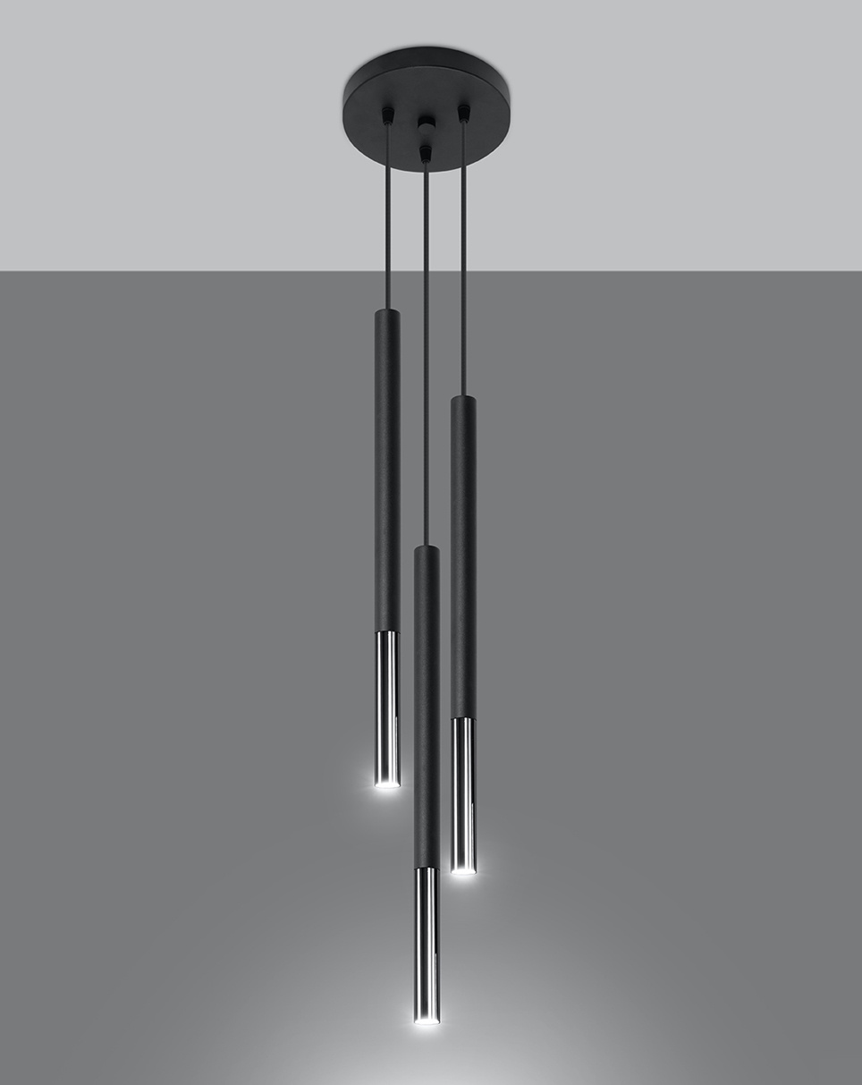 MOZAICA 3P lampă suspendată negru / crom + 3x bec LED G9 3000K Warm 4,5W 510lm