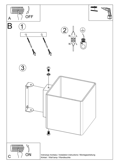 RICO lampă de perete + 1x bec LED G9 3000K cald 4.5W 510lm