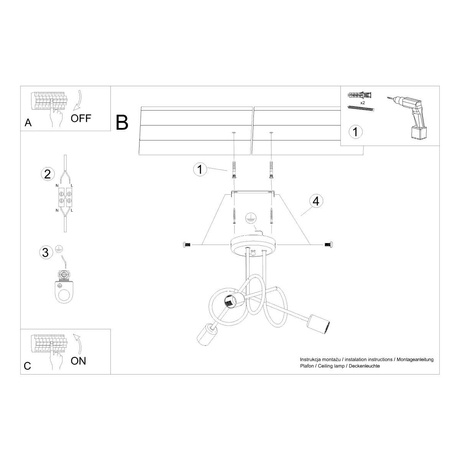 Candelabru SUPEŁ 3 crom + 3X bec LED E27 4000K rece 7,5W 690lm