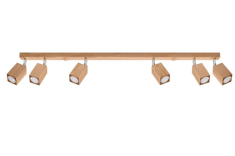 Plafonieră KEKE 6 stejar + 6x bec LED GU-10 4000K Cold 7W 630lm