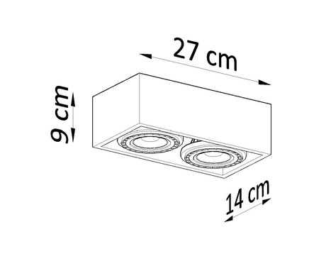 Plafonieră QUATRO 2 beton + 2x bec LED GU10 AR111 4000K COLD 12W 850lm