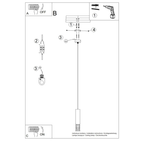 Lampă suspendată LAMI 1 alb