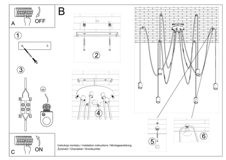 EDISON 5 lampă suspendată neagră + 5x bec LED E27 3000K Warm 7,5W 620lm