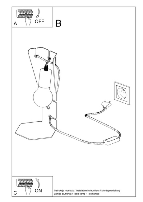 Lampă de birou ARBY alb + 1x bec LED E27 4000K rece 7.5W 650lm