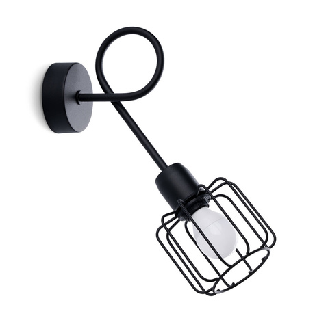 BELUCI 1S lampă de perete negru + 1x bec LED E14 3000K Warm 7.5W 620lm