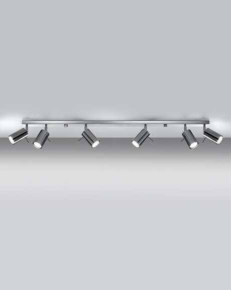 Plafonieră RING 6L crom + 6x bec LED GU-10 3000K Warm 7W 620lm