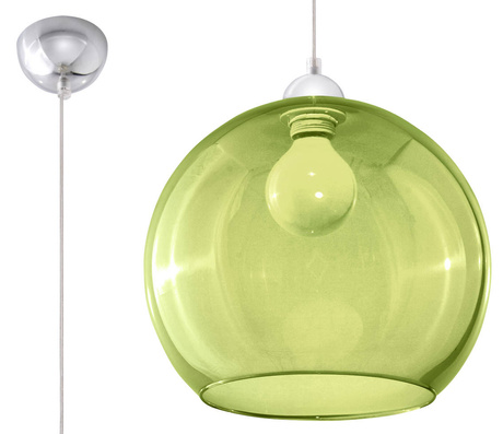 Lampă suspendată BALL verde + 1x bec LED E27 4000K rece 7,5W 650lm
