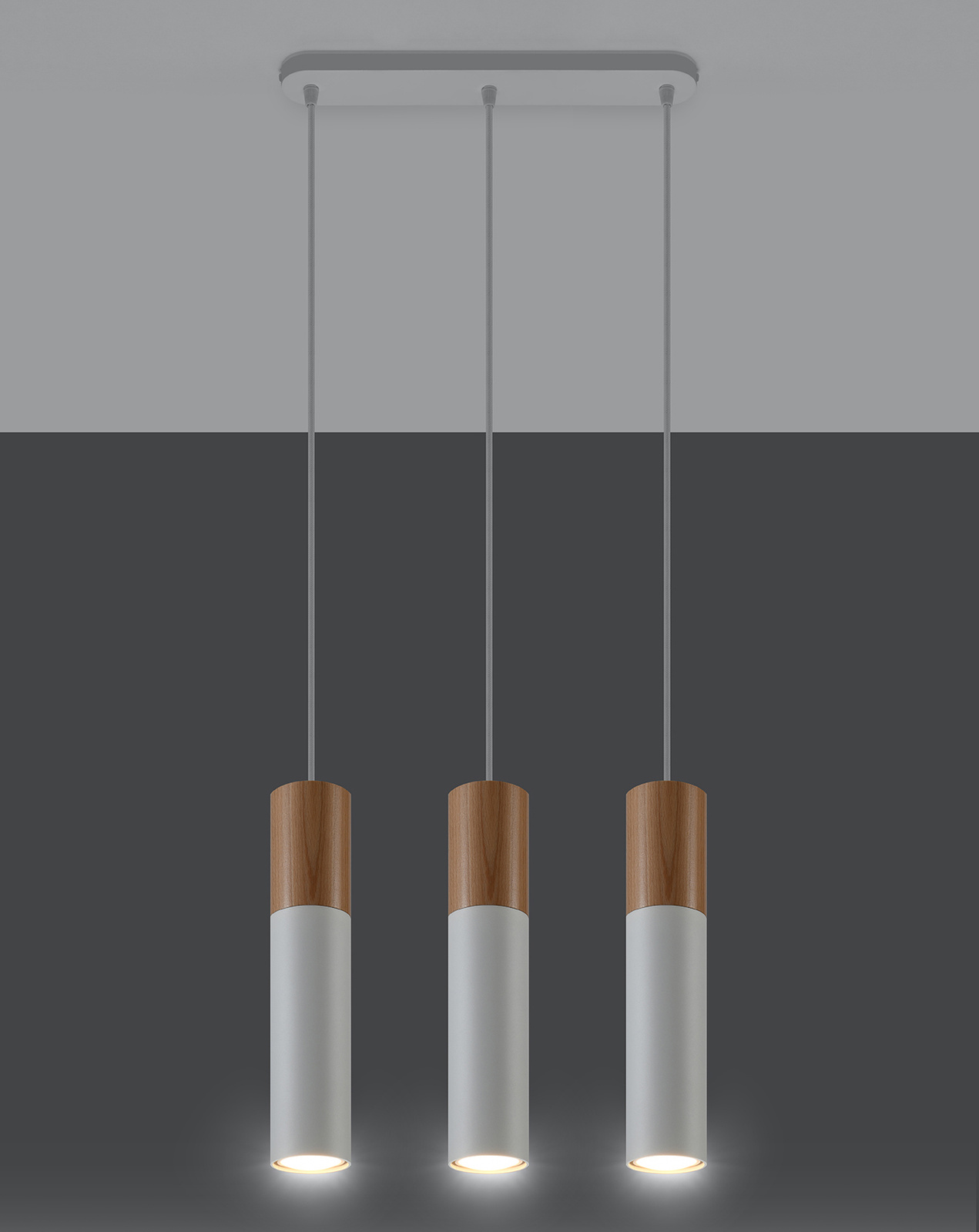 PABLO 3 lampă suspendată albă + 3x bec LED GU-10 4000K rece 7W 630lm