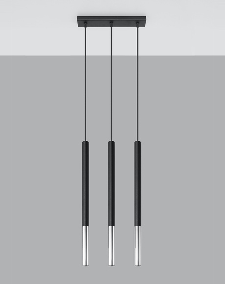 Lampă suspendată MOZAICA 3L negru/cromo + 3x bec LED G9 4000K Cold 4,5W 530lm