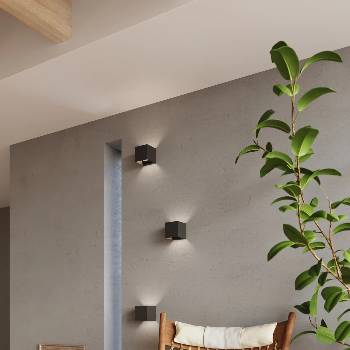 Lampă de perete LUCA negru LED IP54