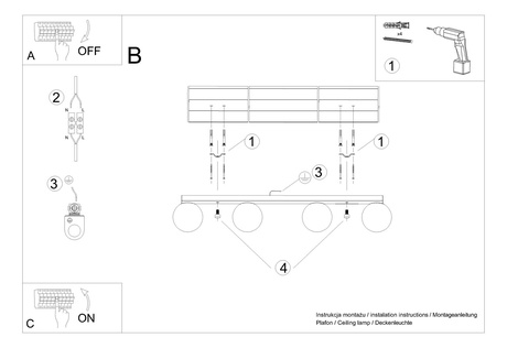 Plafonieră YOLI 4 alb + 4x bec LED G9 3000K Warm 4.5W 450lm