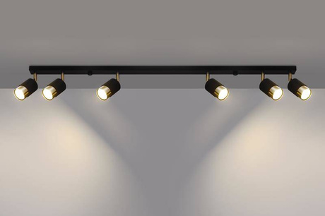 Plafonieră NERO 6 negru/gold + 6x bec LED GU-10 4000K Cold 7W 630lm