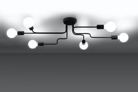 Candelabru VECTOR 6 negru + 6x bec LED E27 3000K cald 7.5W 620lm