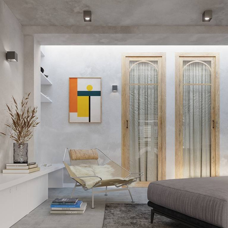 Plafonieră QUAD 1 antracit + 1x bec LED GU-10 3000K cald 7W 620lm