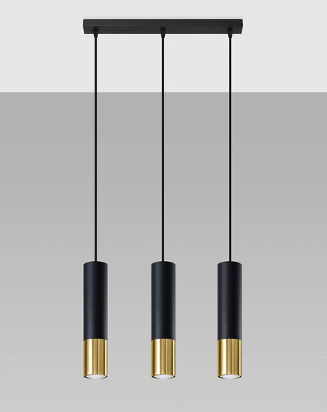 LOOPEZ 3L negru / aur lampă suspendată + 3x GU-10 4000K rece 7W 630lm bec LED