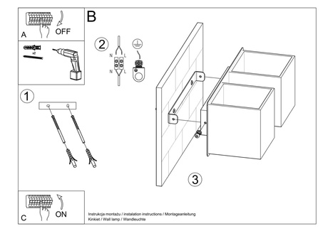 QUAD 2 lampă de perete alb + 2x bec LED G9 4000K rece 4,5W 530lm