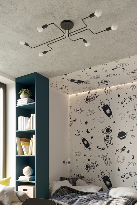 VECTOR lampă de perete negru + 1X bec LED E27 3000K 7W 760lm