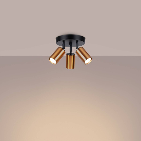 Plafonieră WINX 3P negru / cupru + 3x bec LED GU-10 3000K Warm 7W 510lm