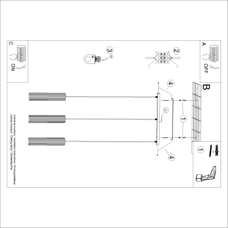 Lampă suspendată KARBON 3L negru