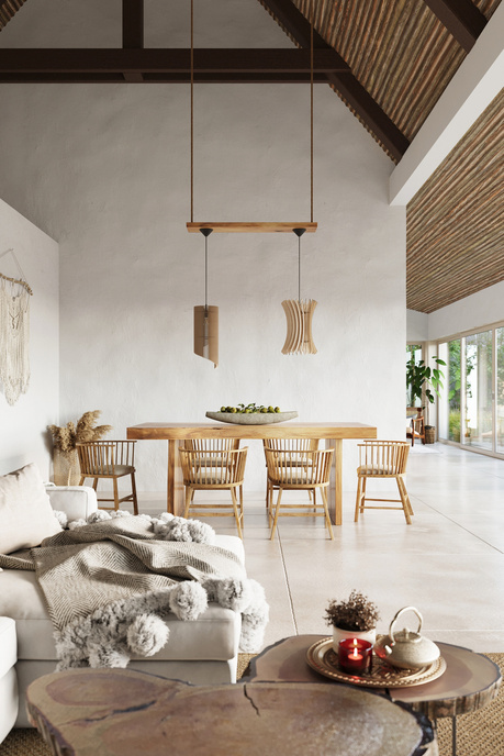 ALEXIA lampă suspendată lemn natural +1x bec LED E27 4000K rece 7.5W 650lm